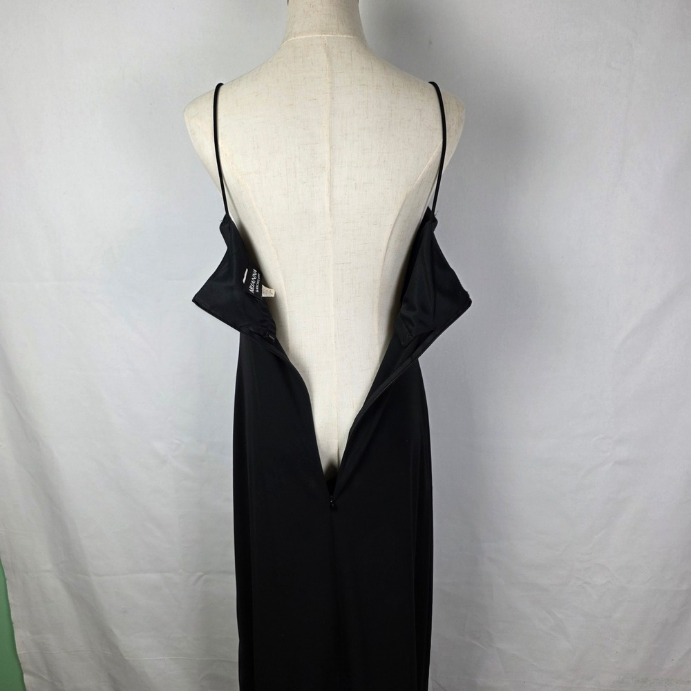 Adrianna Papell Black Floral Embroidered Spaghetti Strap Maxi Evening Dress‎ 10 - Picture 3 of 7